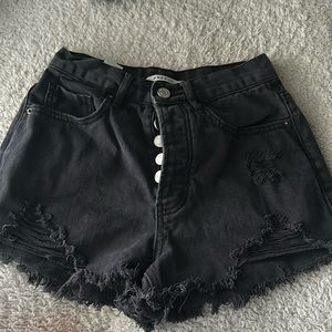 Pacsun Black Ripped Denim Shorts
